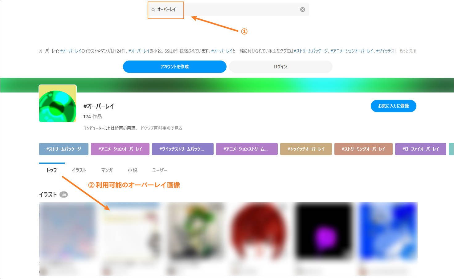 おすすめのオーバーレイ画像サイトPixiv