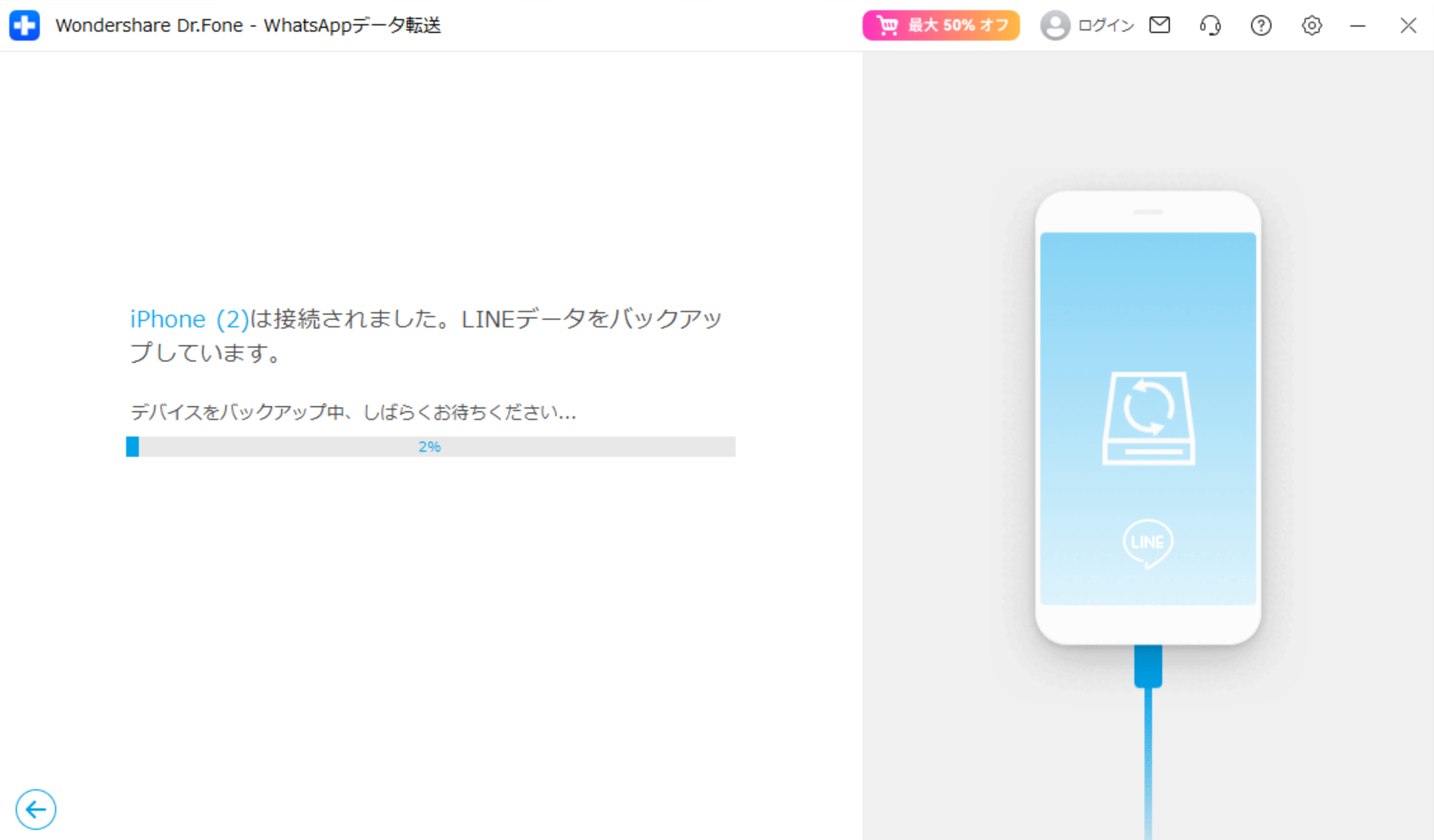 LINEバックアップ完了画面