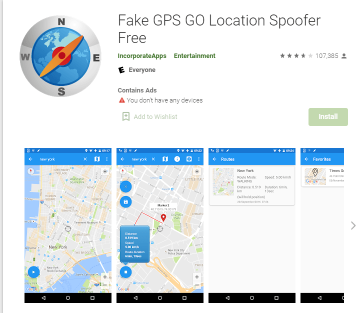 「Fake GPS Location Spoofer Free」