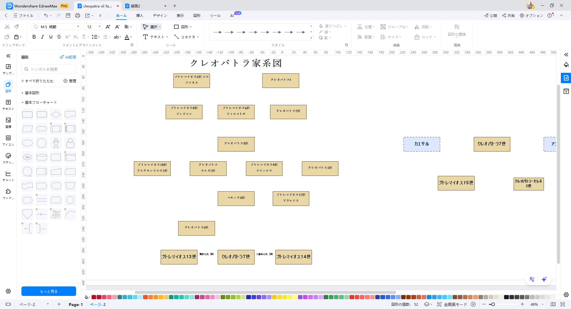 クレオパトラの家系図を作成する step2人物を配置する