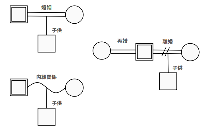 家族図 ジェノグラム 関係線1