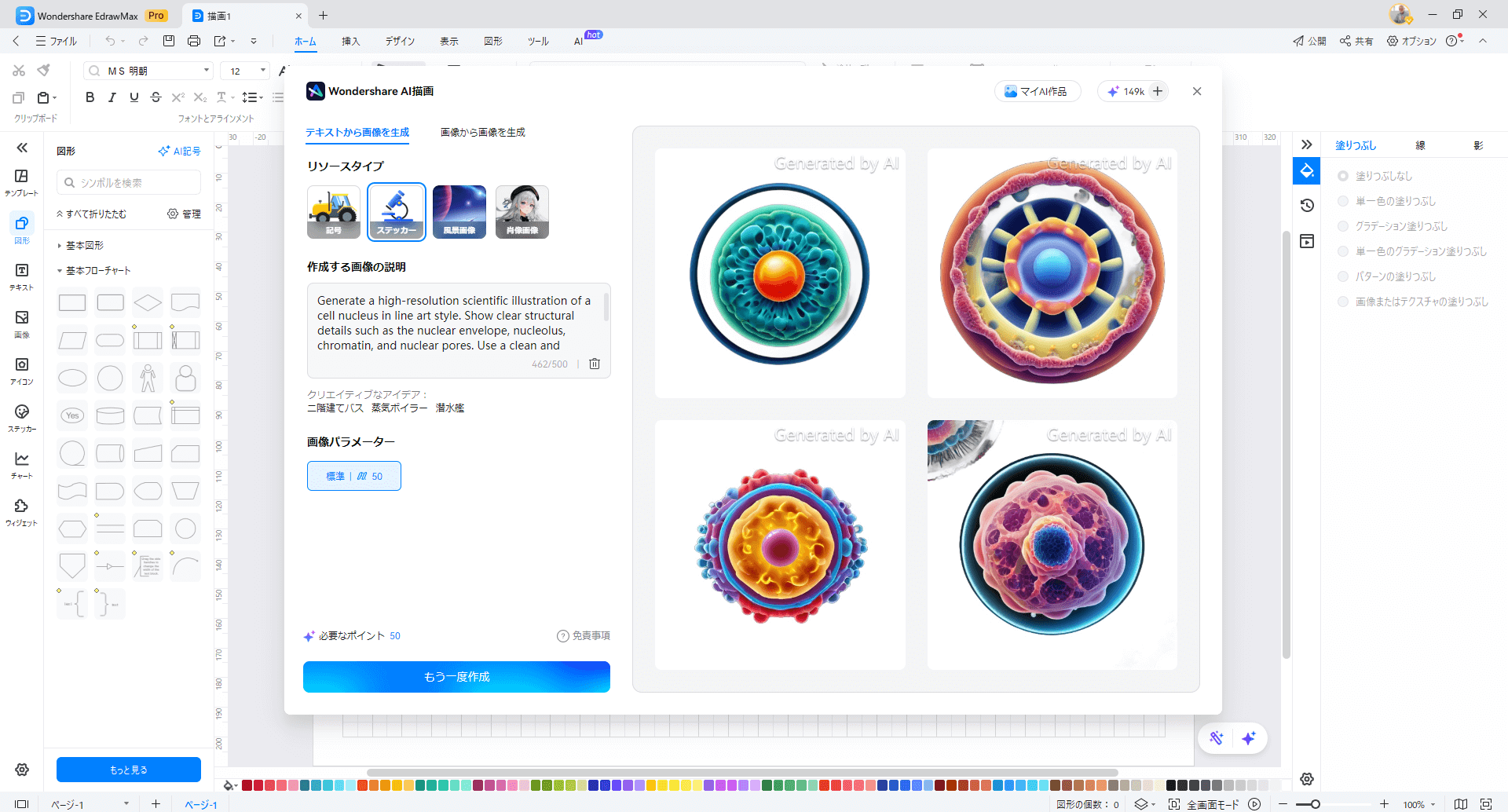 イラスト素材を生成するAI機能