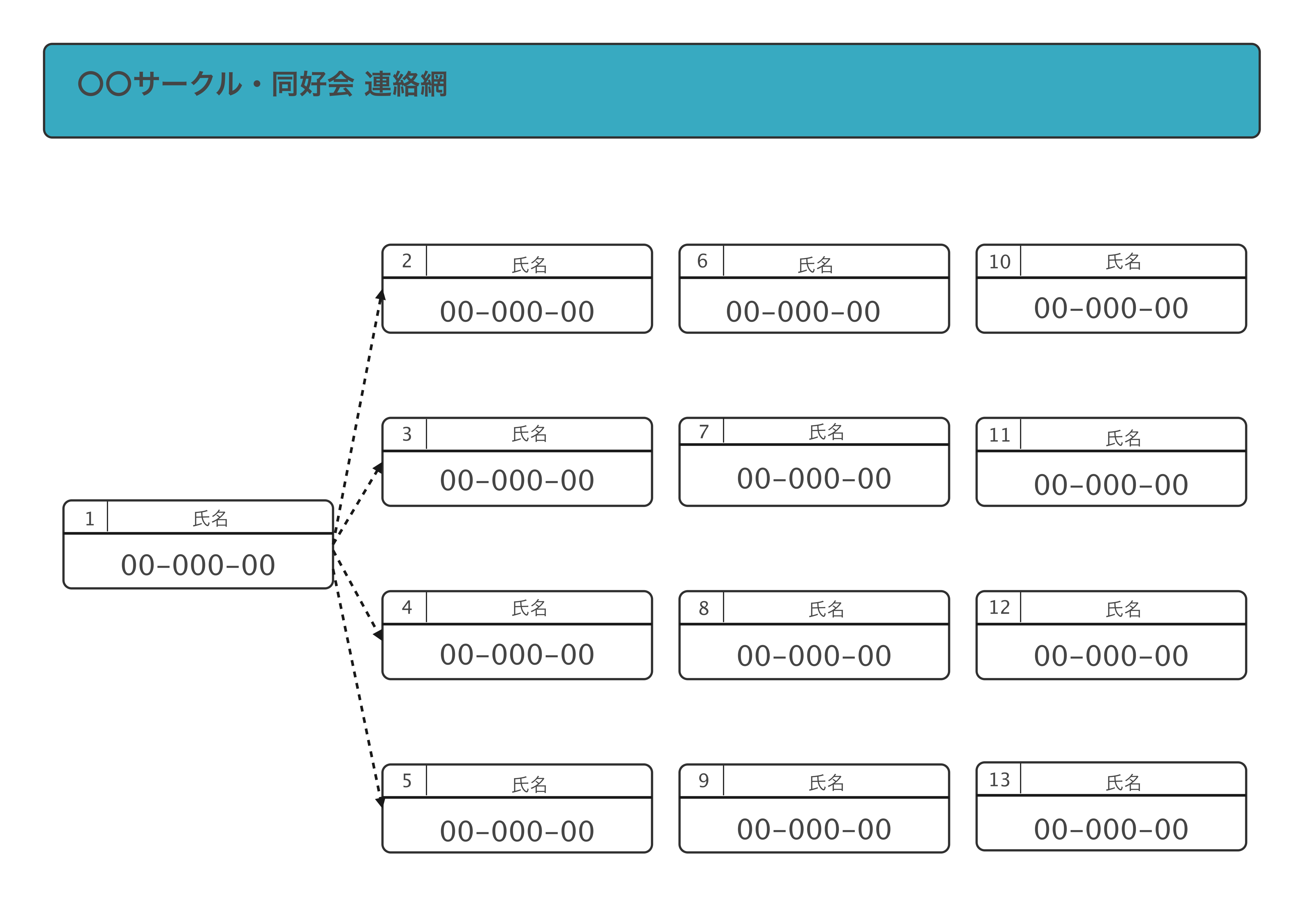 緊急連絡網 サークルのテンプレート