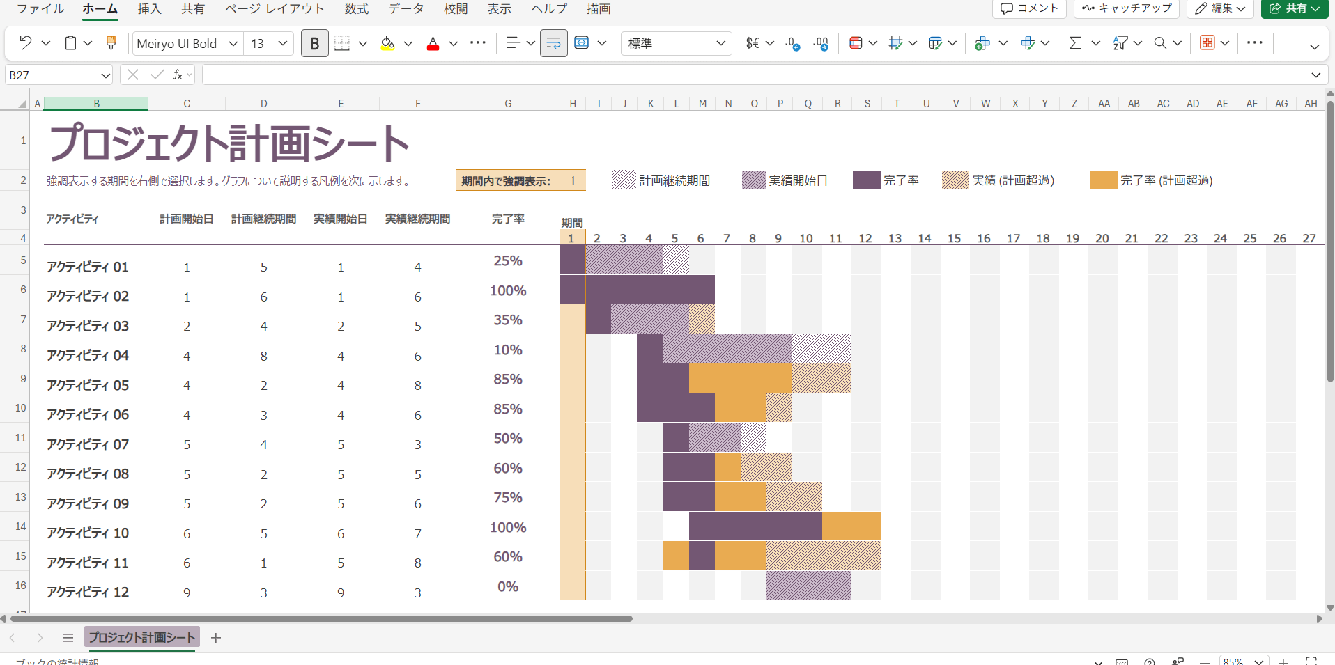 ガントチャート Excel