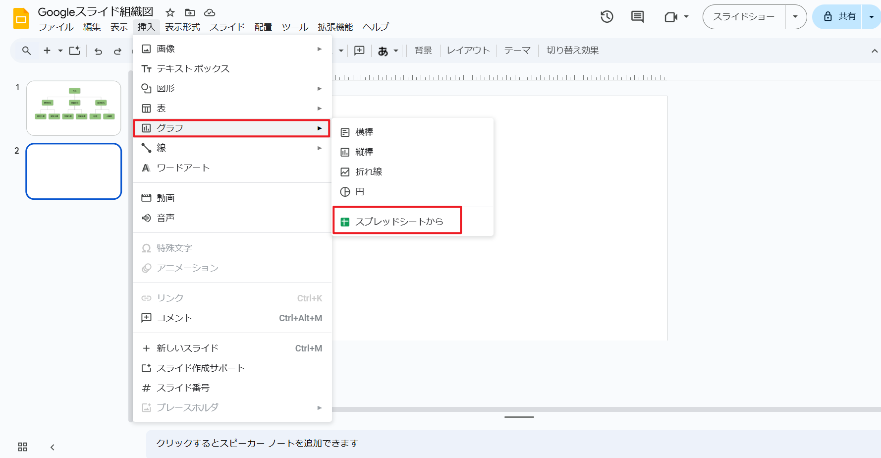  Googleスライドに組織図を挿入