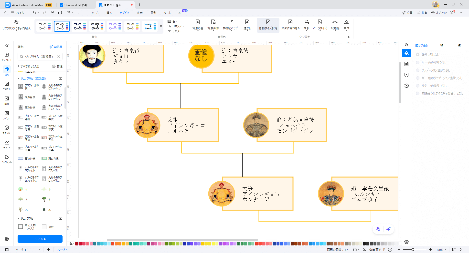 ヌルハチの家系図 EdrawMaxで作成する