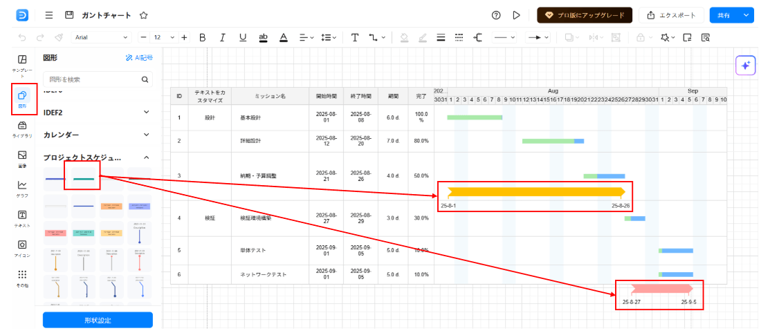 ドラッグアンドドロップで追加したタイムラインバー