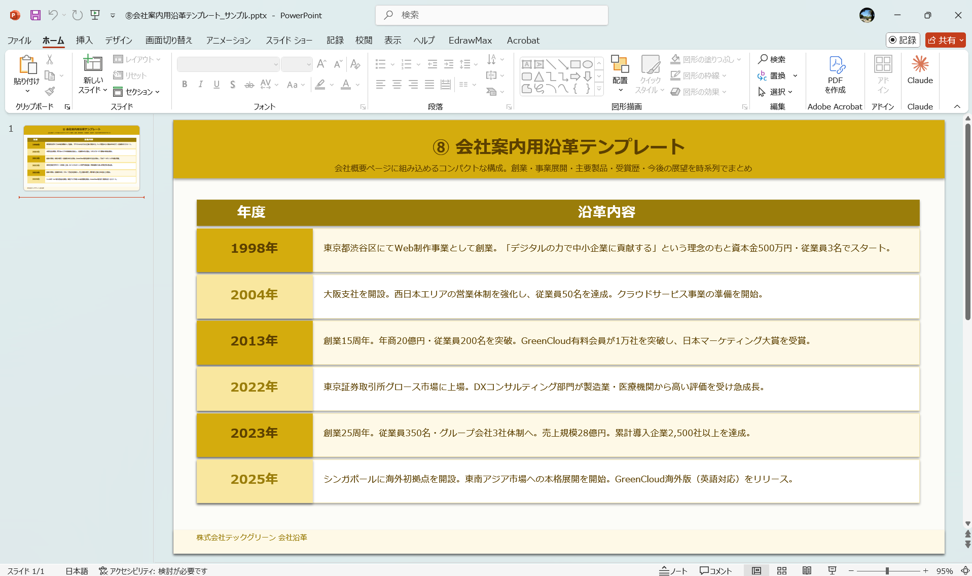 会社案内用沿革テンプレート
