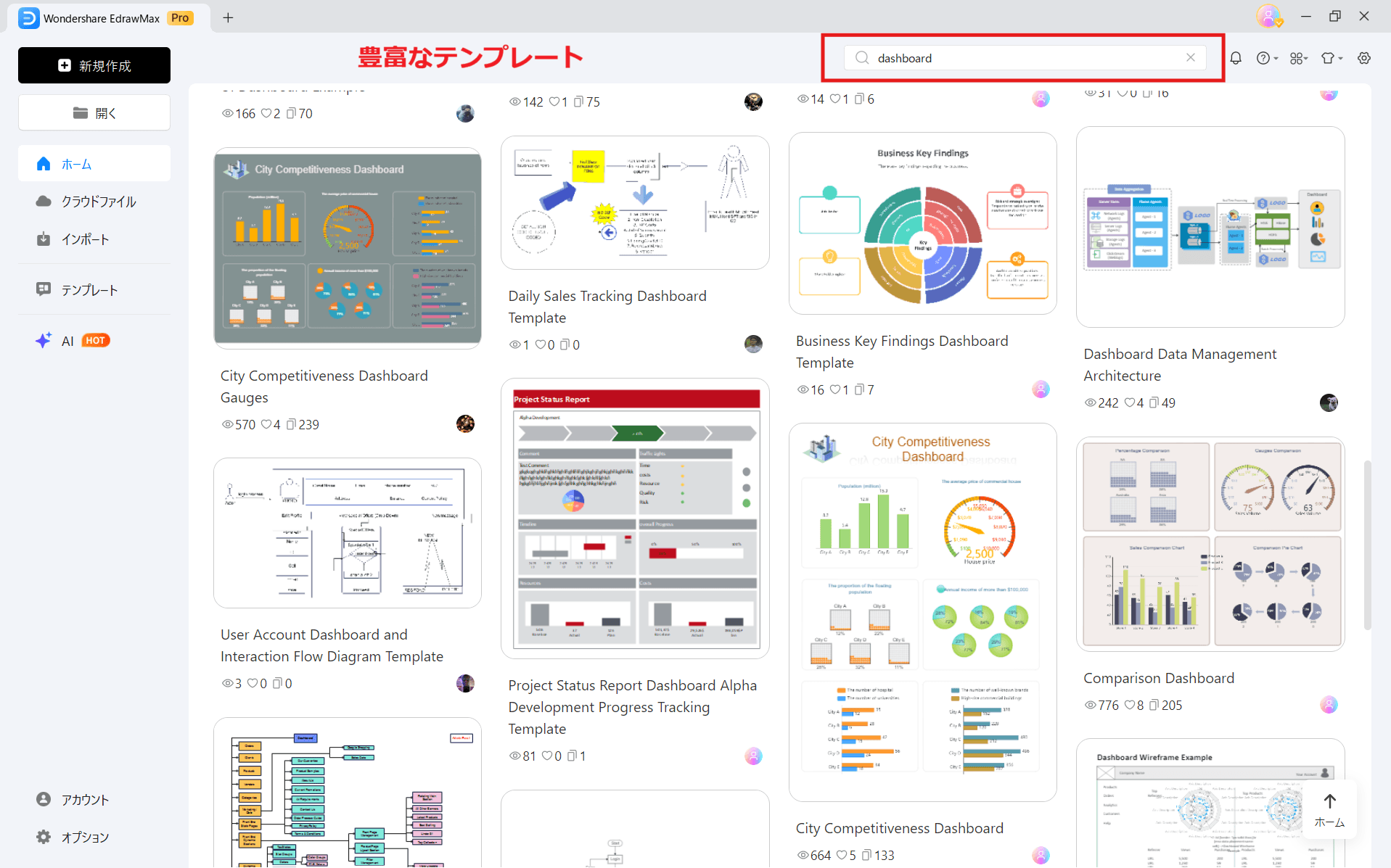ダッシュボードデザインに役立つEdrawMax 豊富な業務用テンプレート