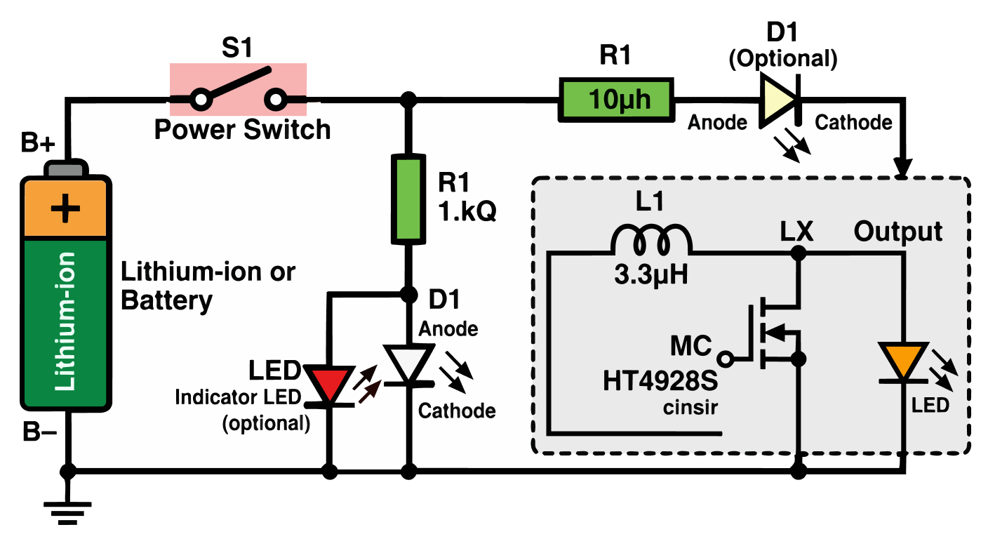 LED懐中電灯回路図