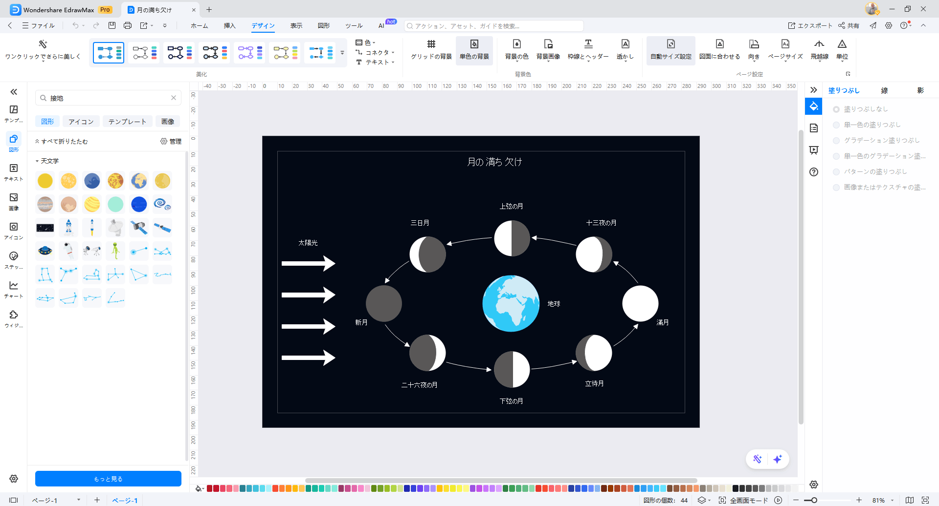  月の満ち欠け図 のテンプレートで編集する