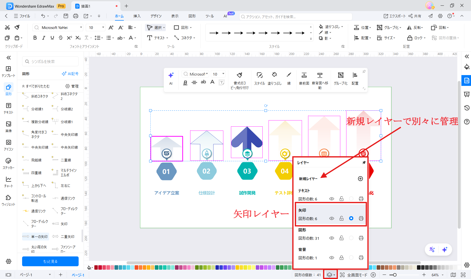 EdrawMax 複雑フロー図 レイヤー管理 業務プロセス