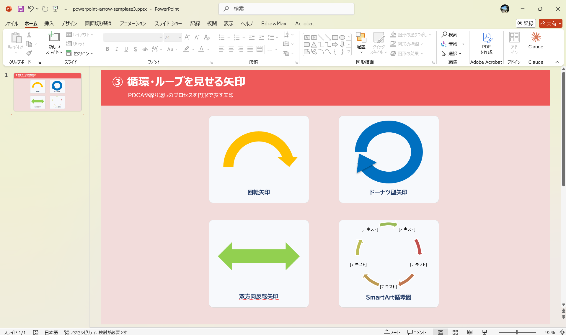 循環 ループ 矢印 PDCA スライドデザイン