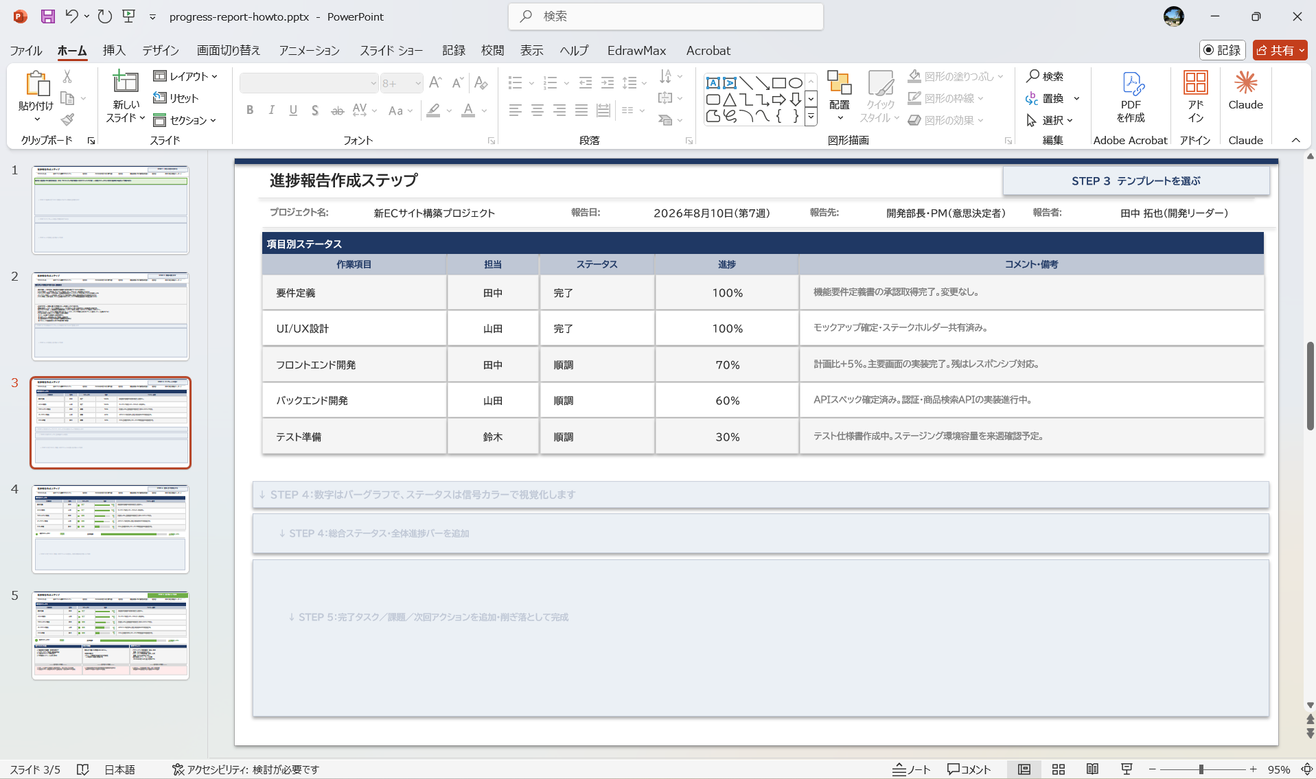 内容に合ったテンプレートを選ぶ