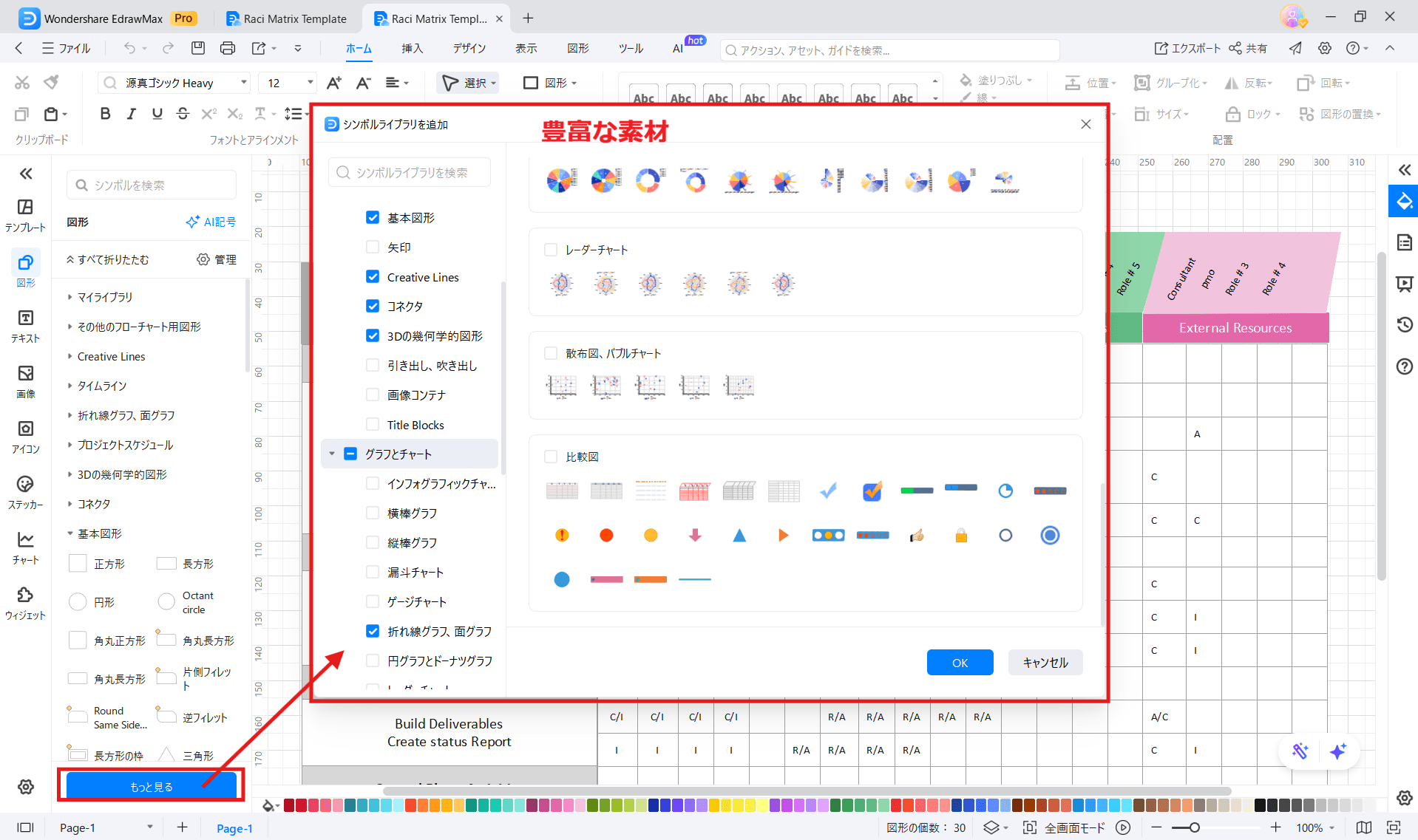 EdrawMaxでRACIチャートを編集する画面