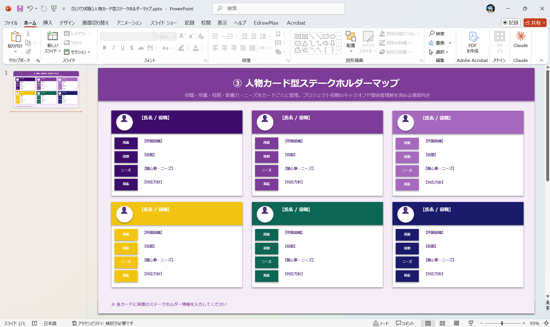 人物カード型ステークホルダーマップ