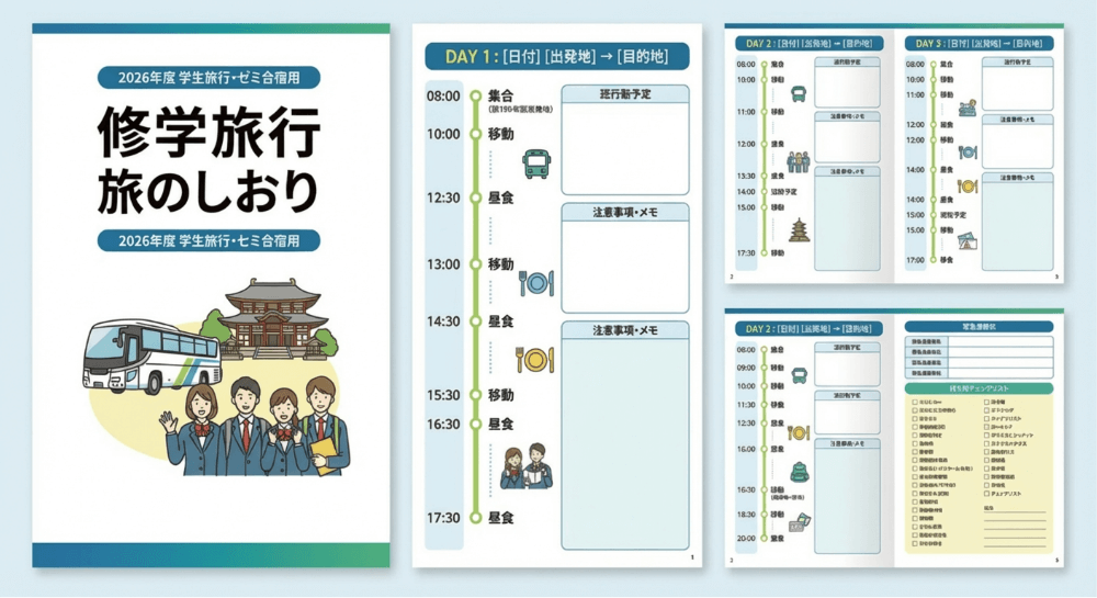 EdrawMax テンプレート 旅のしおり 学生向け修学旅行風