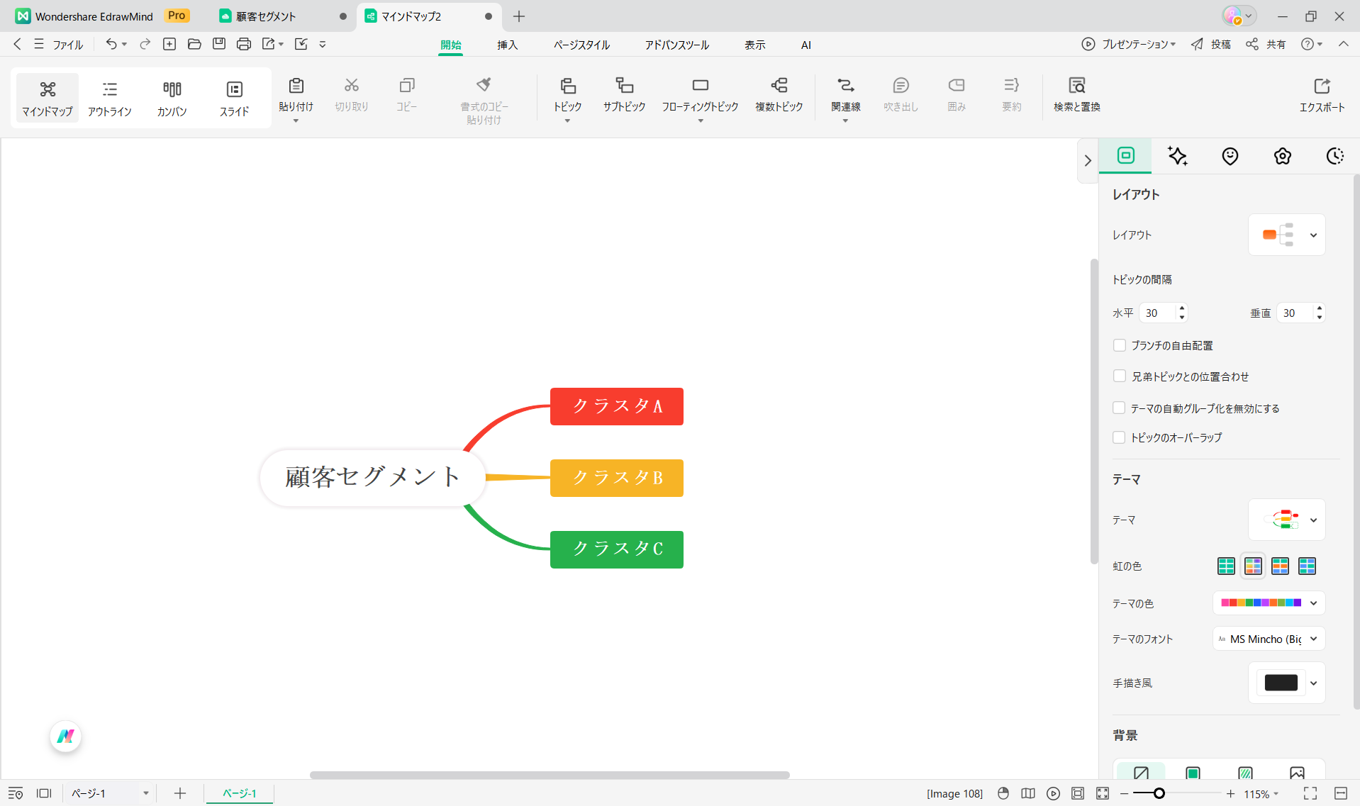 デンドログラム 樹形図 EdrawMind3