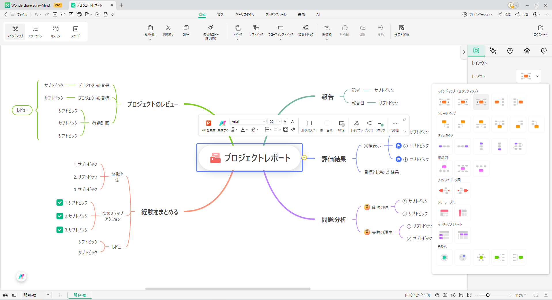 エドラマインドで作成したマインドマップ