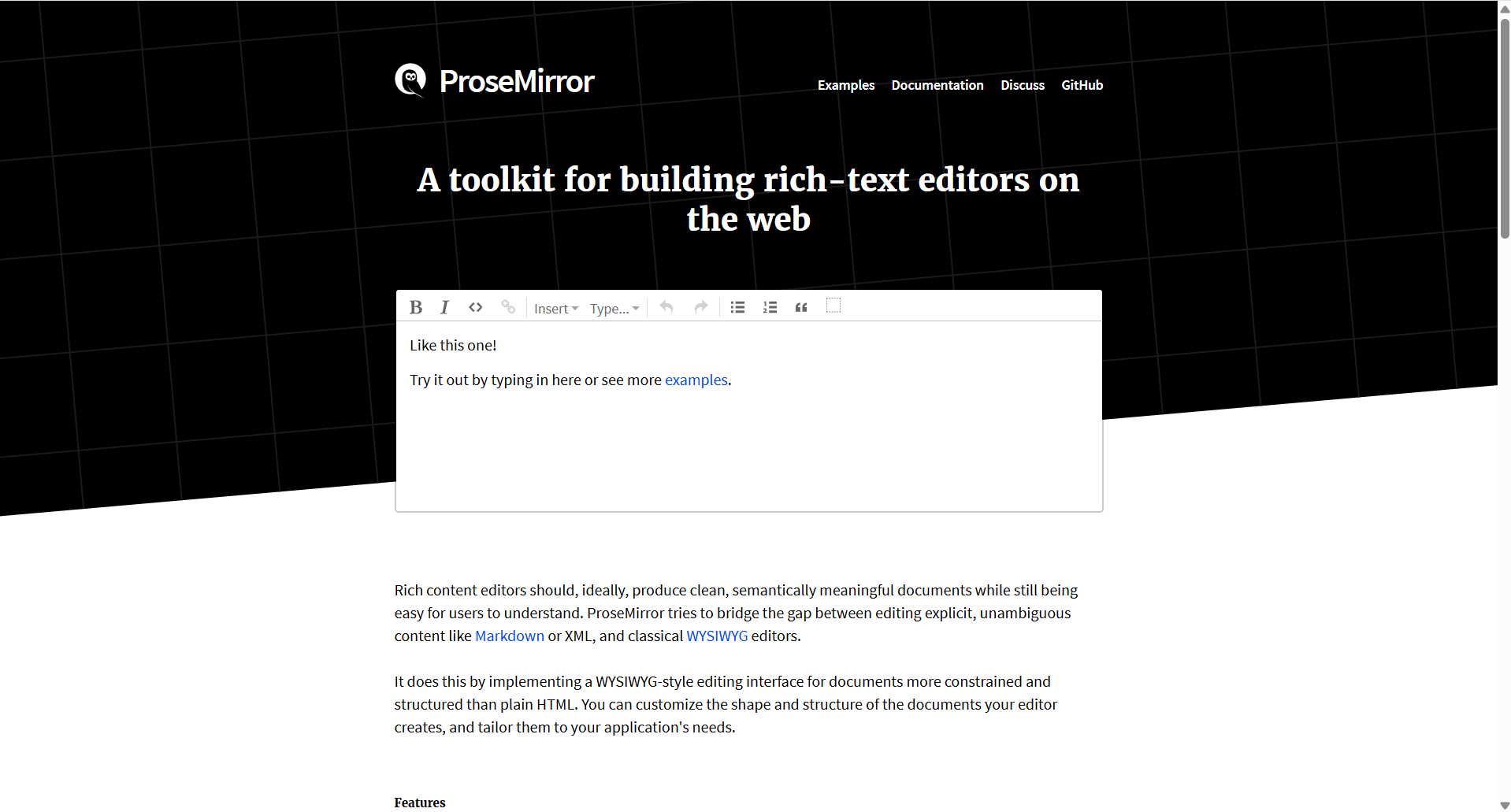 リッチテキストエディタ ProseMirror