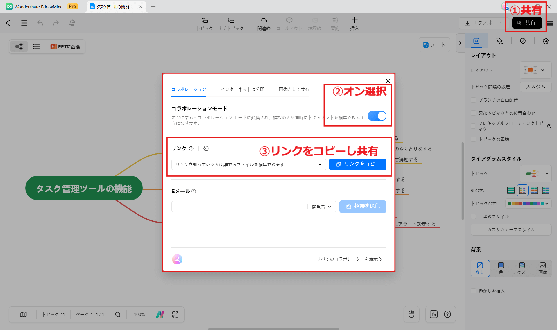 チームのタスク管理に役立つツールEdrawMind 共同編集や共有がしやすい<