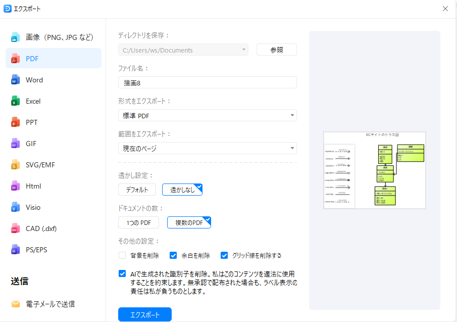 AI UMLクラス図 出力