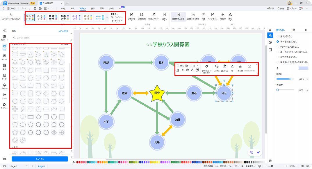 高度な関連図編集機能