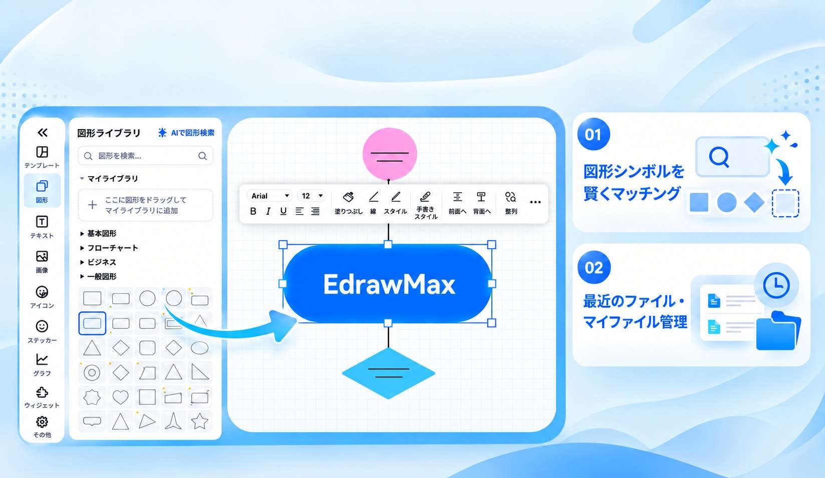 EdrawMax V16 記号マッチング・ファイル管理・Visio解析機能