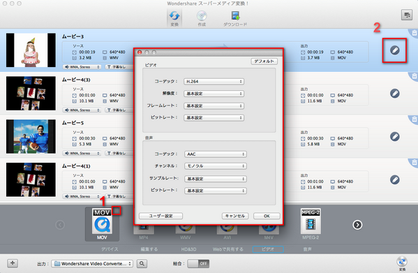 AVI変換MAC詳細設定