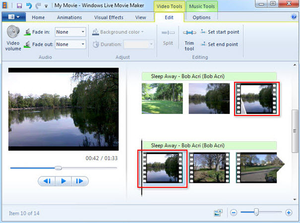 Windows Live Movie Makerでビデオを分割します