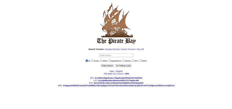 Torrent（トレント）：代表的なトラッカーサイト:The Pirate Bay