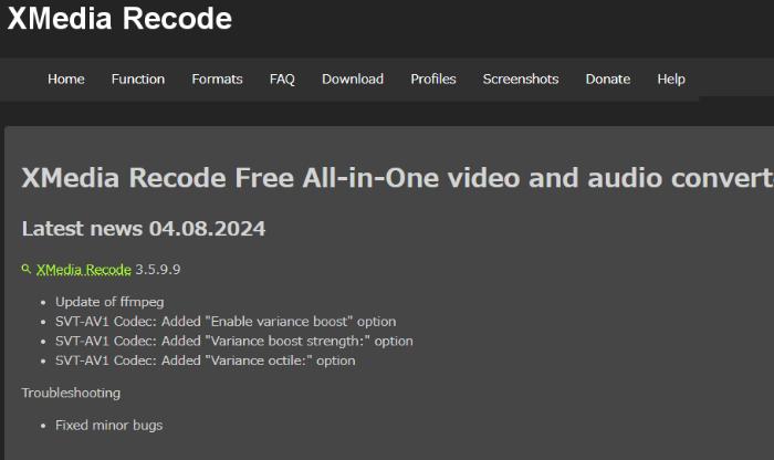 AAC MP3変換フリーソフト4：XMedia Recode