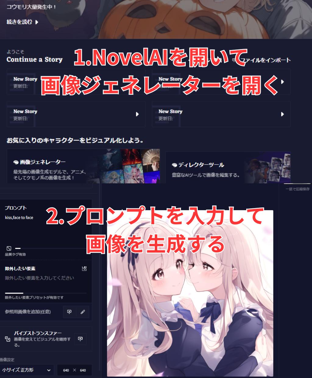 NovelAIでAIキス画像を生成する方法