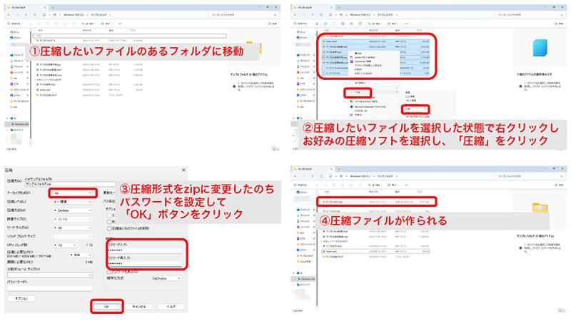 PC用ソフトでzipファイルを圧縮