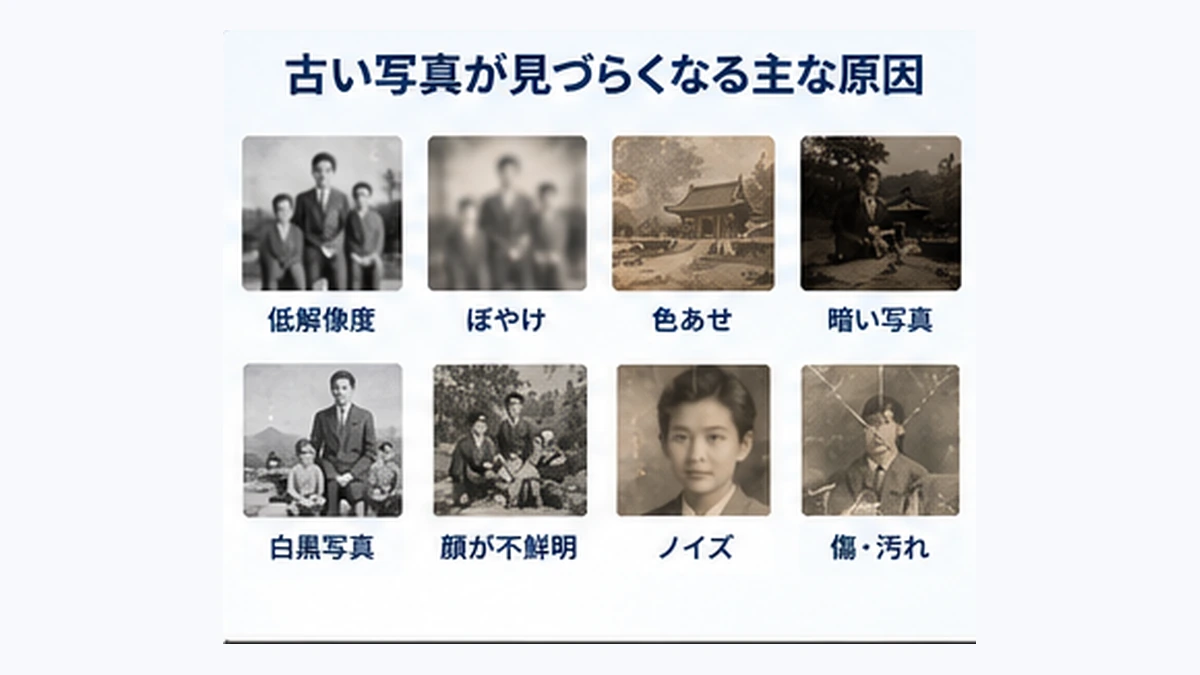古い写真のぼやけ・色あせ・低解像度など症状別の修復方法