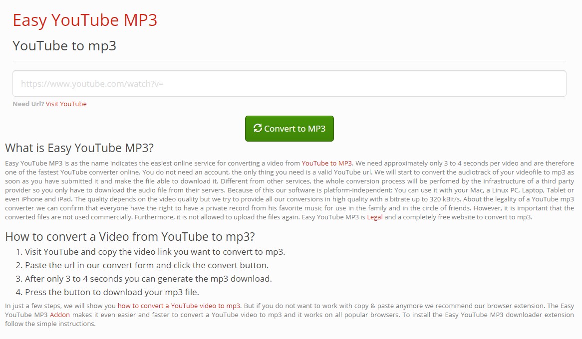YouTube動画をMP3に変換するオンラインサイト