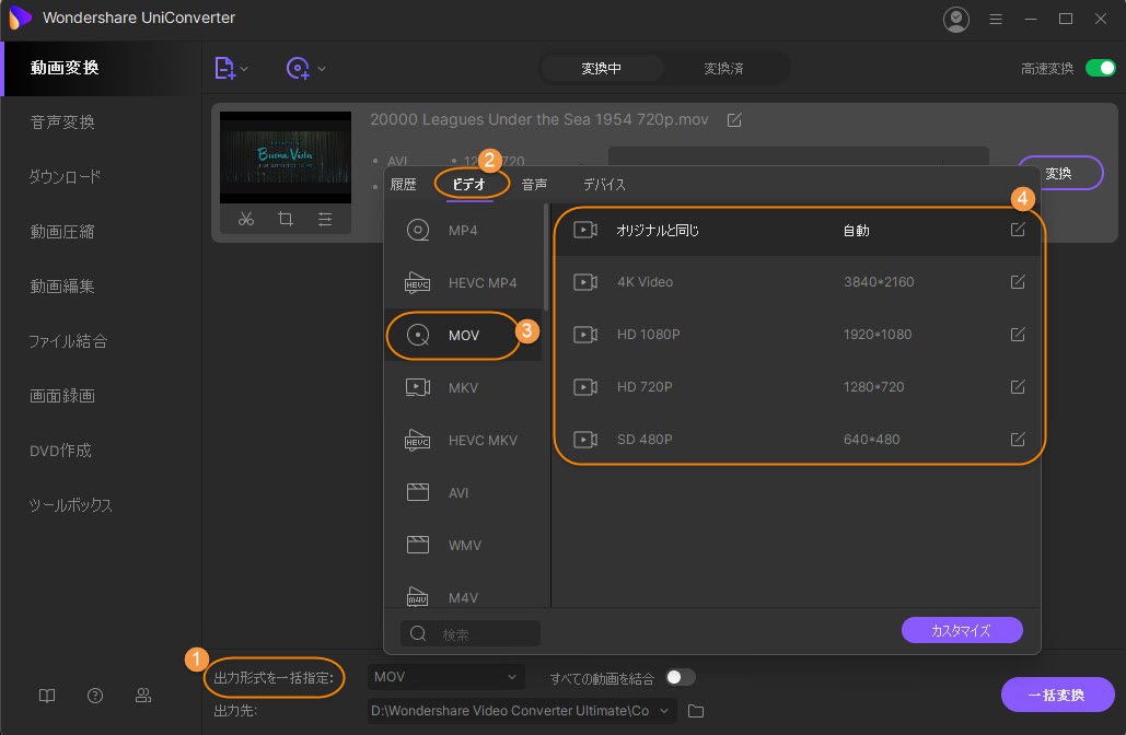 choose the output format