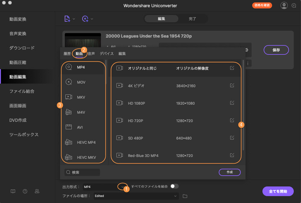 choose output video format