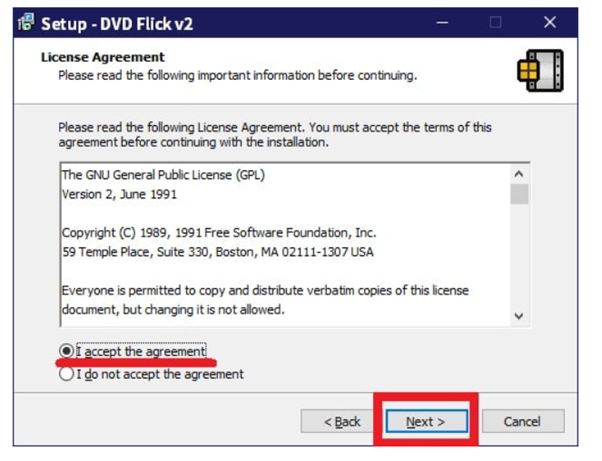 DVD Flickの使用許諾契約書の確認