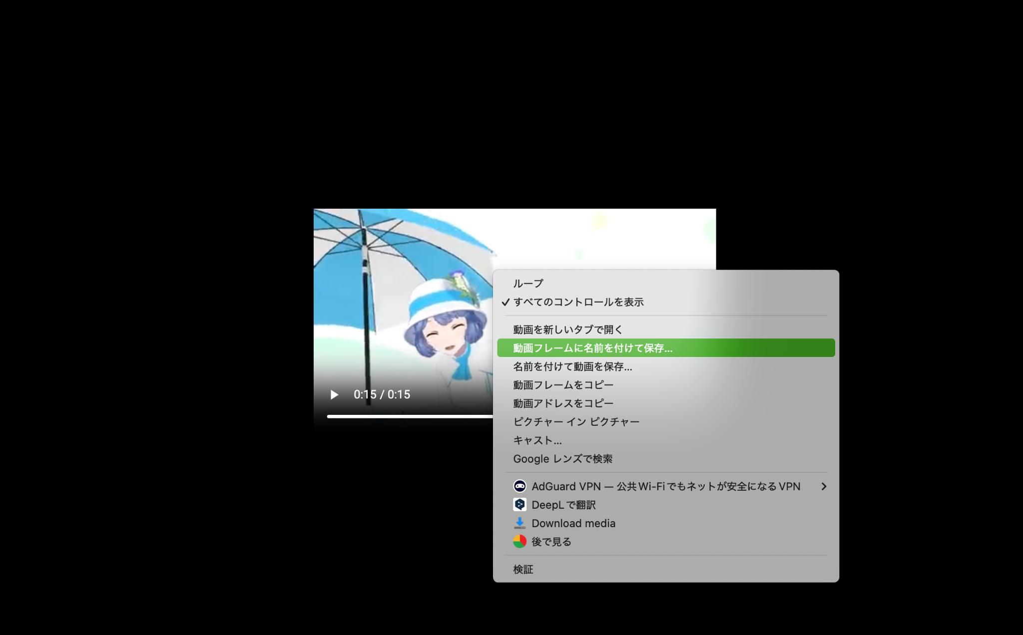 名前を付けて動画を保存