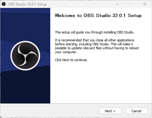 OBS Studioのインストールウィザード画面