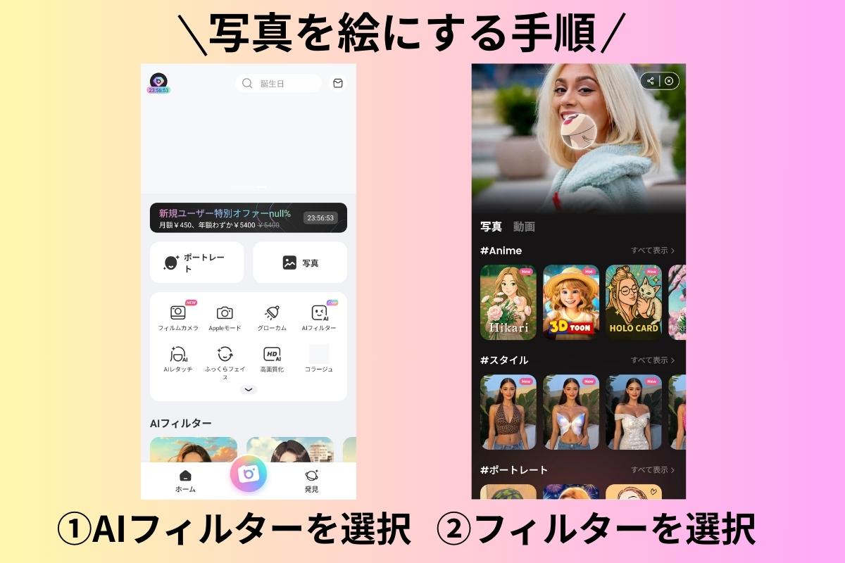 写真・画像を絵にする手順
