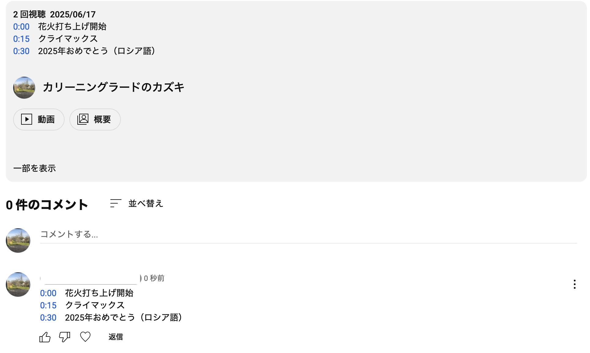 概要欄に追加される