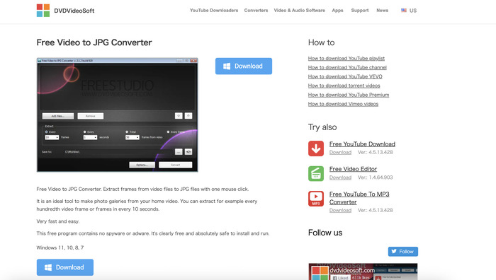Free Video to JPG Converterの操作画面