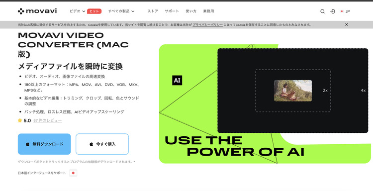 Movavi Video Converterの操作画面