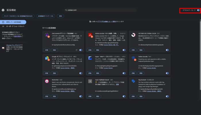 デベロッパーモードをオン