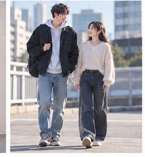 恋人や友達との身長差を表現したAI画像