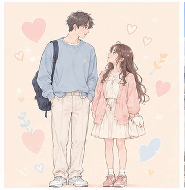 淡色の推し活カード風身長差AI画像
