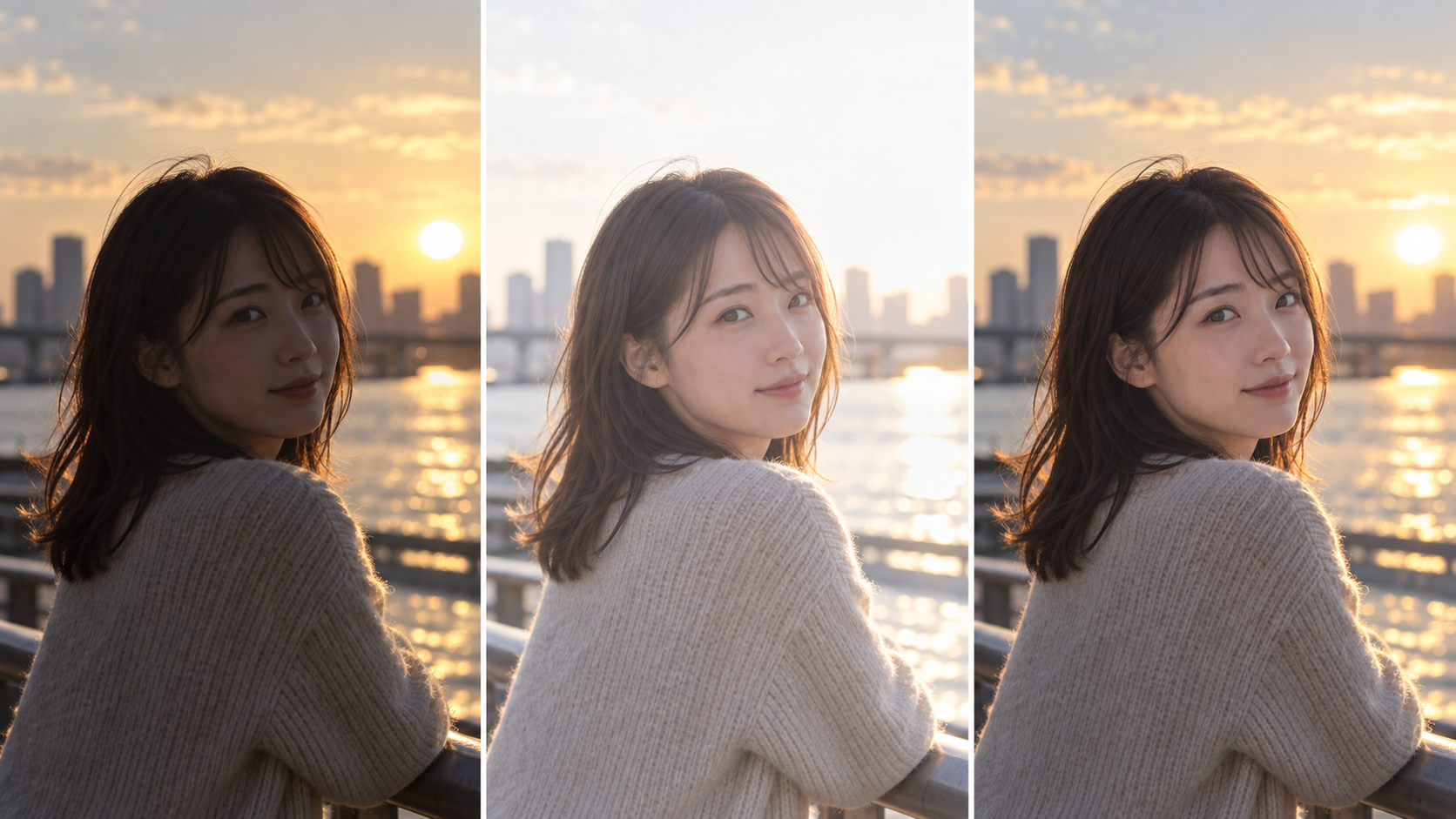 写真全体の明るさ補正と逆光の人物補正の違い