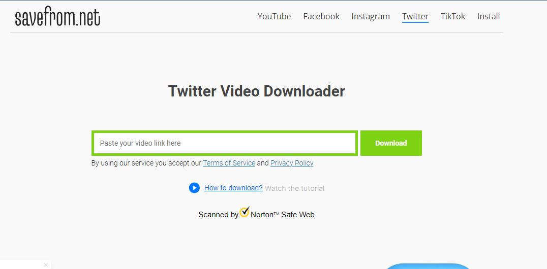SaveFromでTwitter(X)動画URLを入力する画面